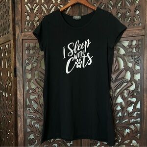 Forever Yours Sleep With Cats Night Shirt - Black